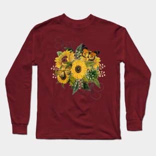 Sunflower Butterfly Bouquet Mug,coffee mug,t-shirt,sticker,tote,bag,apparel,magnet,pin,hoodie,pillow Long Sleeve T-Shirt